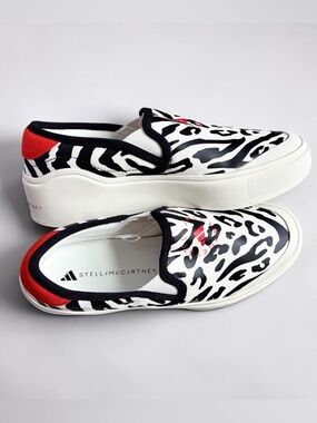 Adidas Stella McCartney Court Animal Print Slip On Shoes Women 10.5 Platform NWT